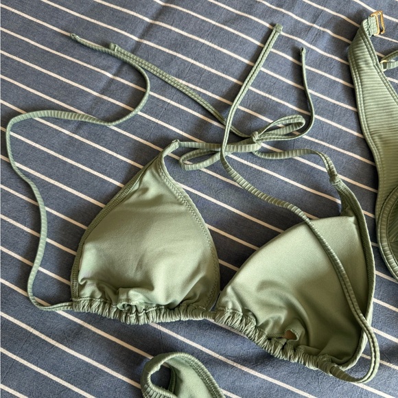 Green Ribbed Bikini Set - Picture 3 of 4